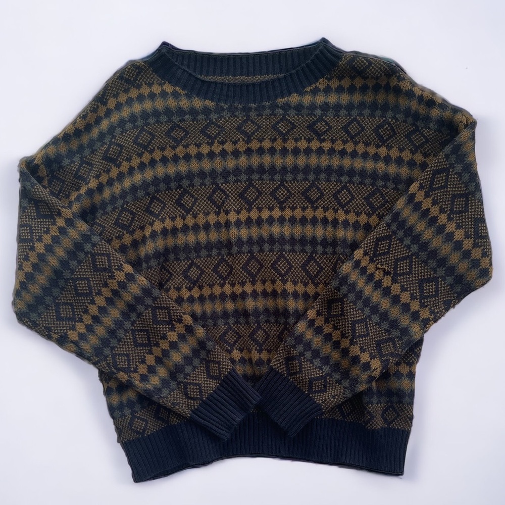 New Without Tags Blue/Brown Women’s Vintage Inspired Grandpa Sweater - Size XL
